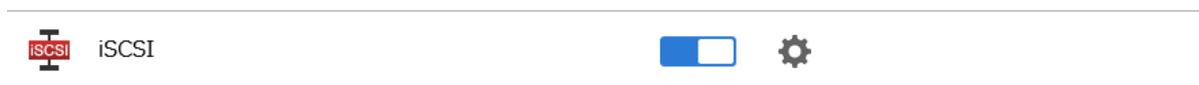 iSCSIスイッチがオンで設定アイコンがクリックされた状態