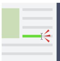 Illustration of a document page with a green bar and a cursor, representing text selection and search functionality.